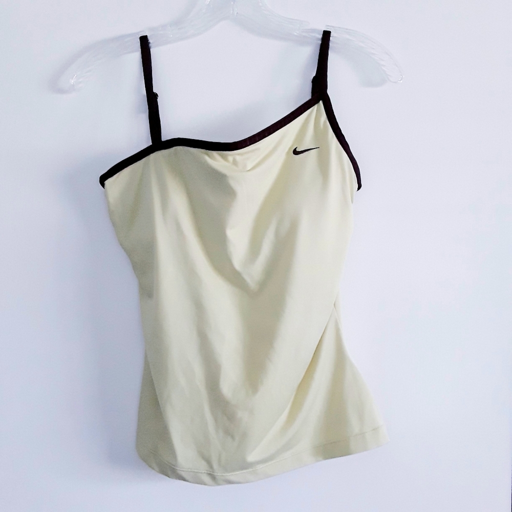 Nike Women's Asymmetric Yellow/Maroon Tennis Top - Picture 2 of 7
